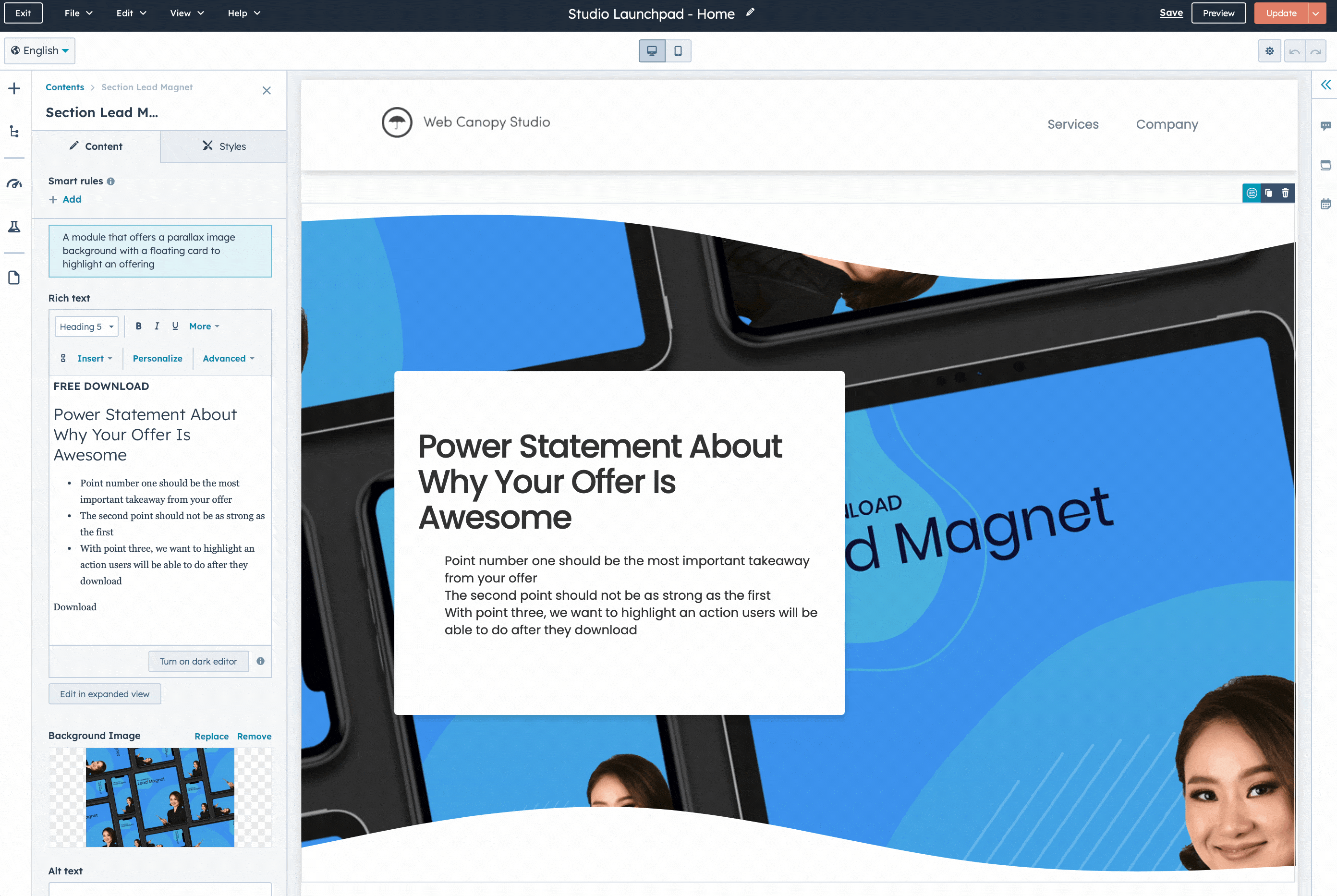 Launchpad Canopy parallax example video