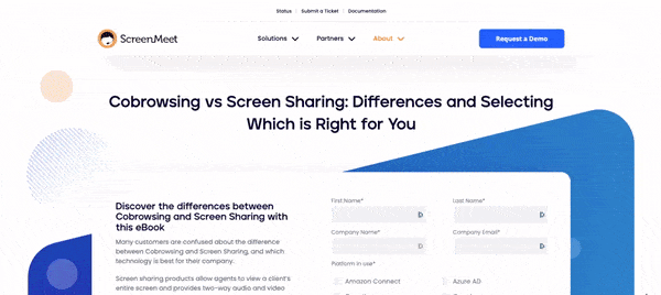 A great landing page from Screenmeet with an effective call to action
