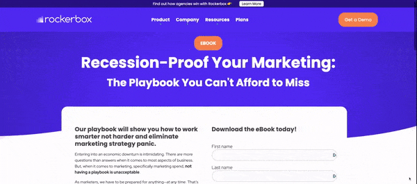Best landing page examples showing entire page from Rockerbox