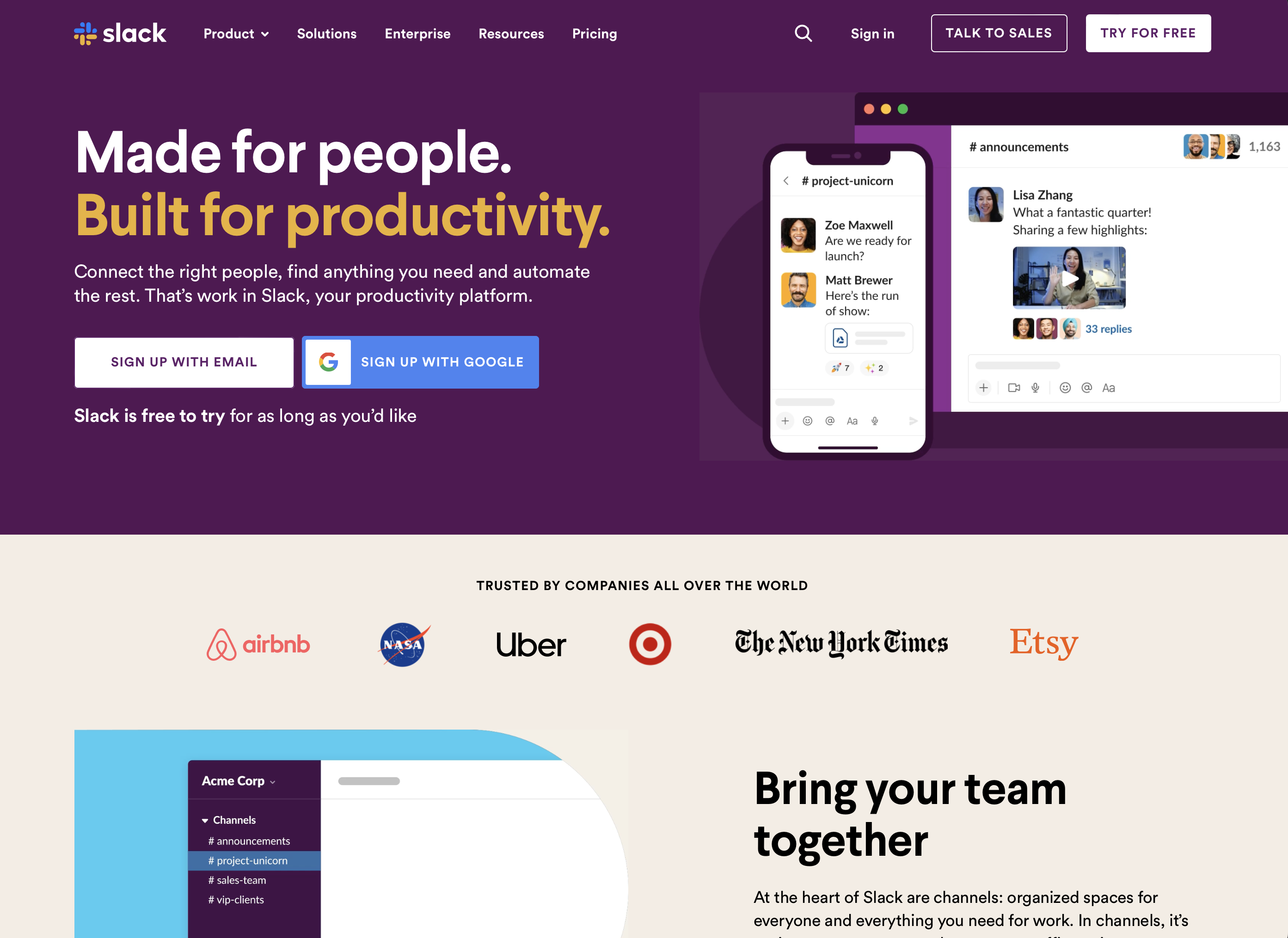 Slack Homepage